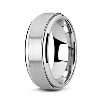 The Tranquility+Silver+Tungsten+men's wedding bands