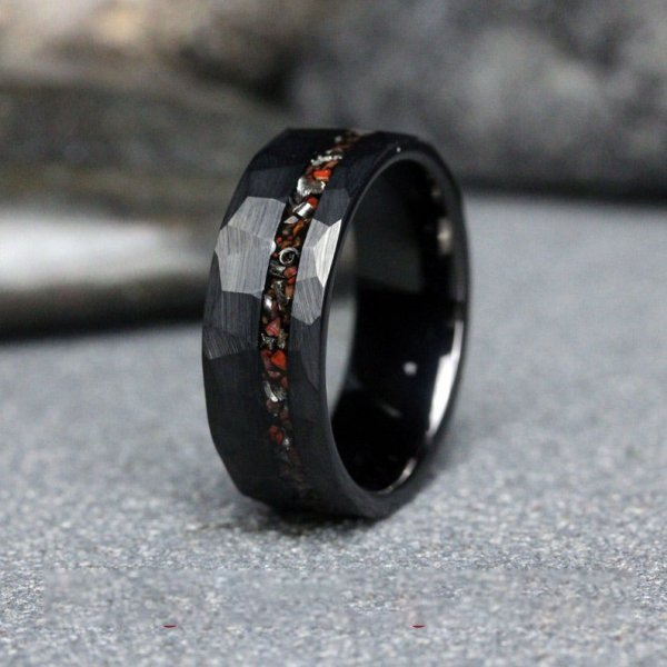 The warrior tungsten dinosaur bone ring