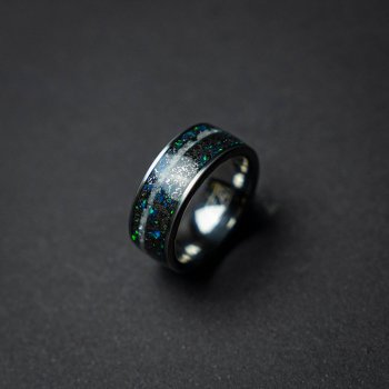 The shiver tungsten opal meteorite ring