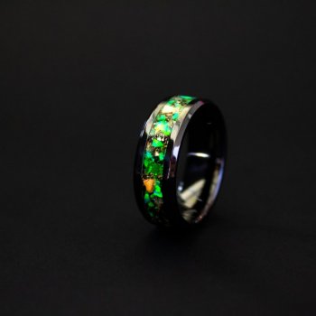 The spectre ceramic opal meteorite ring