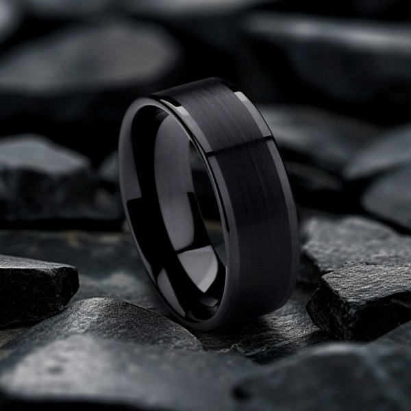 The Apollo | Black Tungsten Men's Wedding Bands - Gentlebands