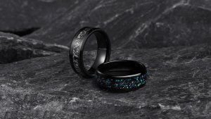 black meteorite rings