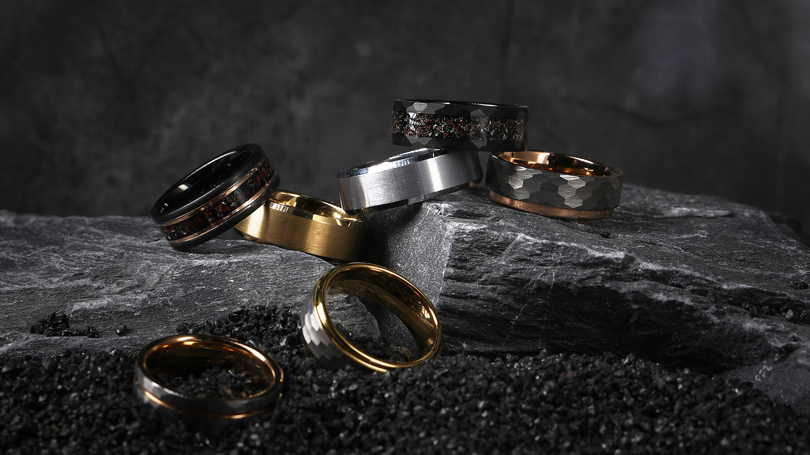 mens rings with different materials
