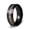 Tungsten wedding band with fishing hook and Birdseye Maple Inlay by Gentlebands.