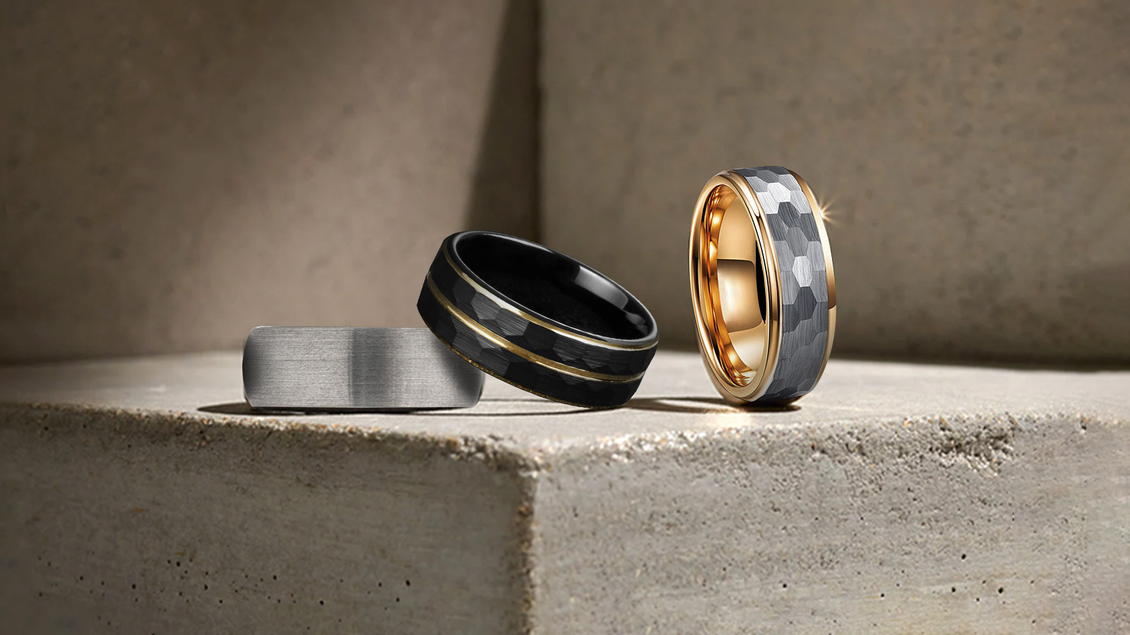 One black tungsten ring and one silver tungsten ring, elegant and stylish, made by Gentlebands