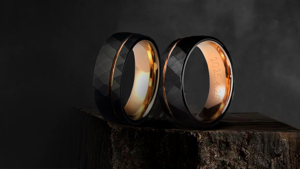 Rings engraved with wedding dates