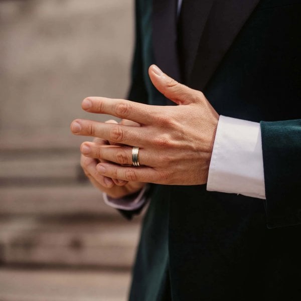 The Racer X | Tungsten 18K Rose Gold Men's Wedding Bands - Gentlebands