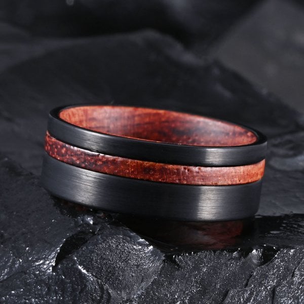 The Pursuer | Rose Wood & Tungsten Ring Design | Gentlebands