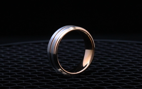 The Racer X | Tungsten 18K Rose Gold Men's Wedding Bands - Gentlebands
