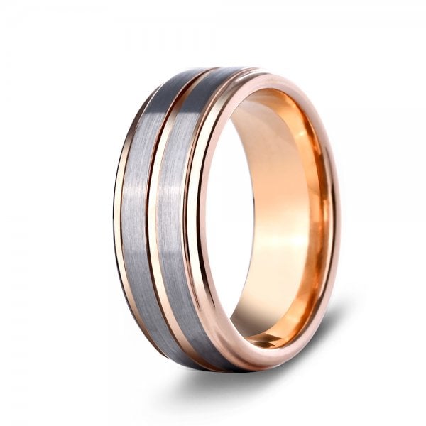 The Racer X | Tungsten 18K Rose Gold Men's Wedding Bands - Gentlebands