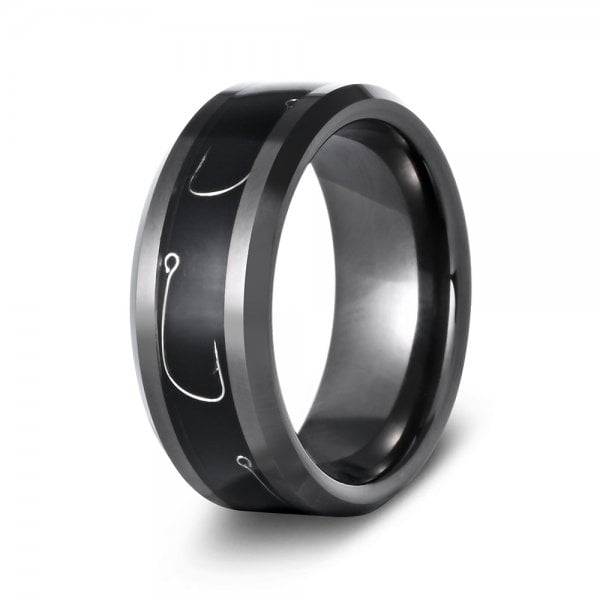 アングリング｜ブラック釣り針黒檀ウッドメンズ＆#039;s結婚指輪