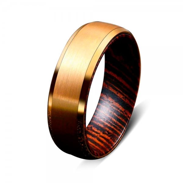 【GARNI】Baroque Ring BROWN 15号 The Oaken | Gold Tungsten Wenge Wood Men's Wedding Bands - Gentlebands