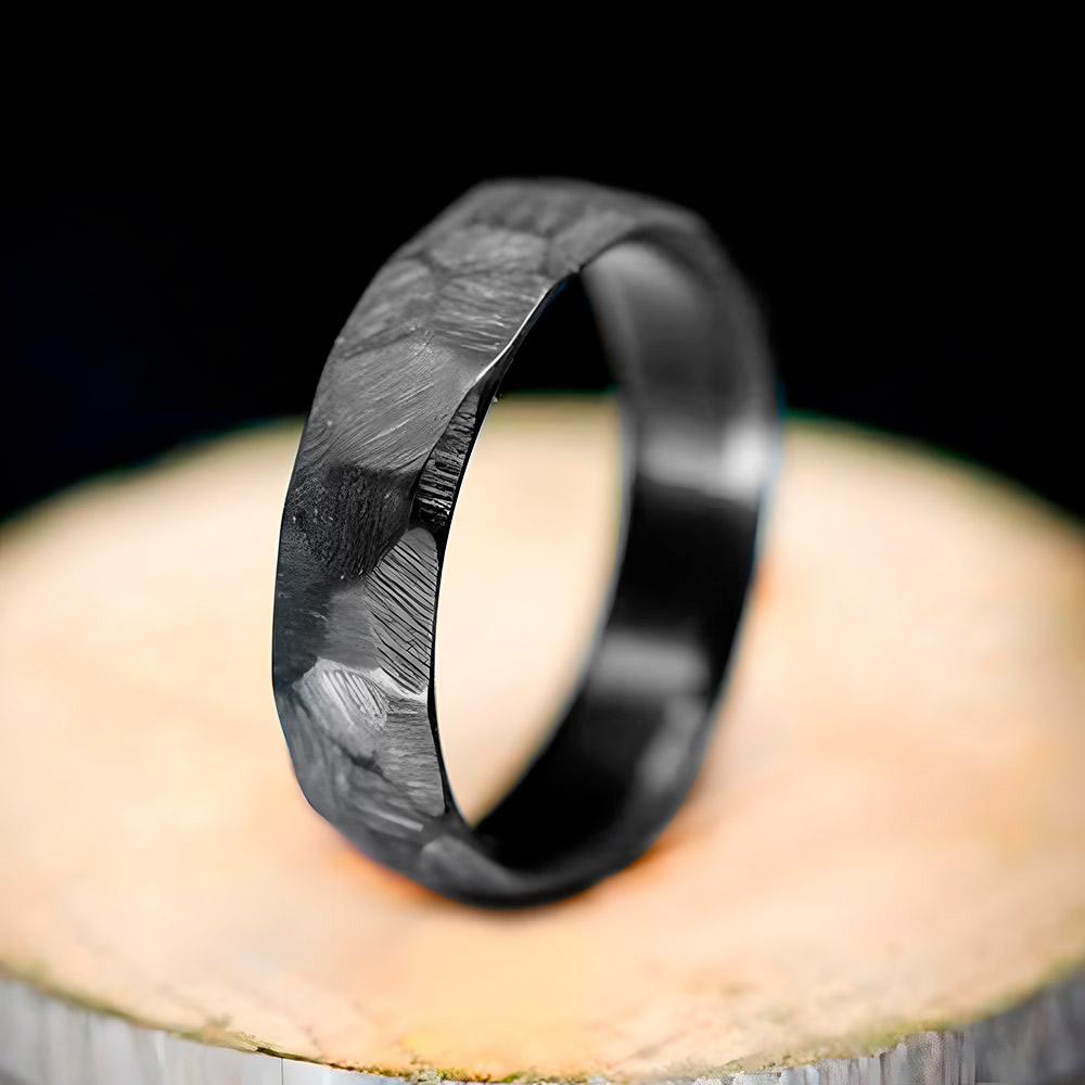 The Faceted | Black Zirconium Men's Wedding Bands - Gentlebands