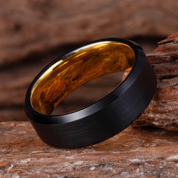 The Scepter | Black Titanium Gold Men's Wedding Bands - Gentlebands
