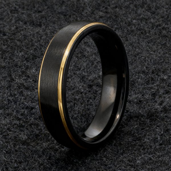 黒曜石リング11号 黒曜石｜ブラックタングステンメンズ結婚指輪 - Gentlebands