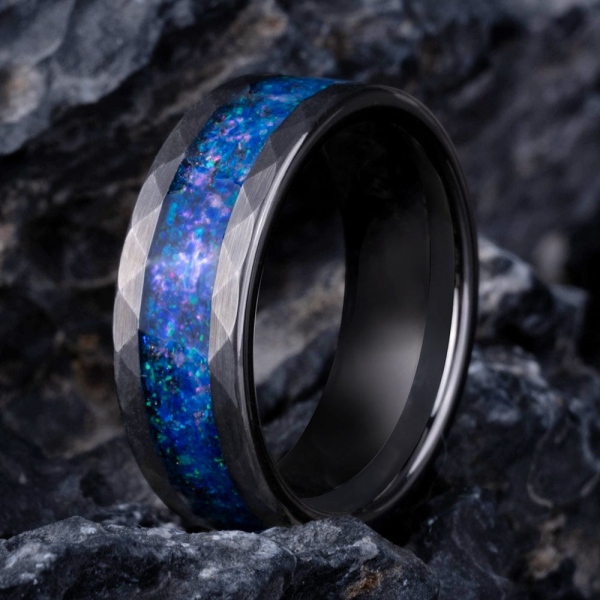 The Star Trek Ring | Tungsten Ring with Opal Inlay | Gentlebands