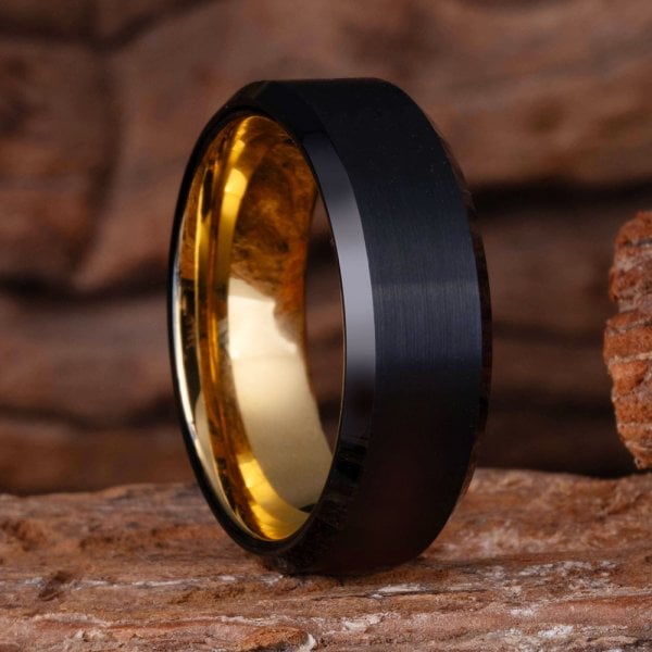 The Scepter | Black Titanium Gold Men's Wedding Bands - Gentlebands
