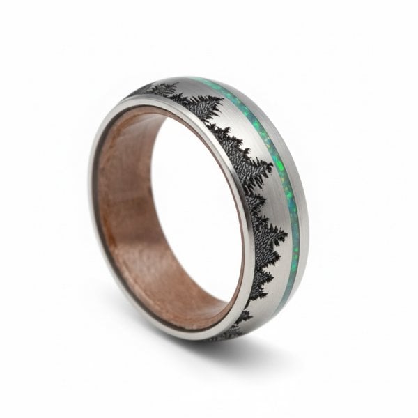 Secret Grove | Green Opal & Wood Titanium Ring - Gentlebands