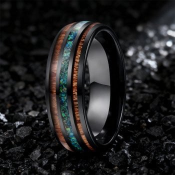 The Dragonfly | Tungsten Opal Wood Men's Wedding Bands - Gentlebands