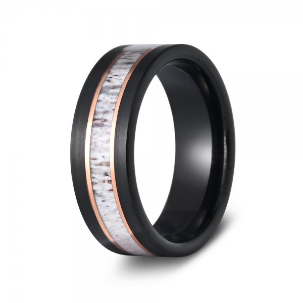 The Oxford | Whiskey Barrel Antler Men's Wedding Bands - Gentlebands