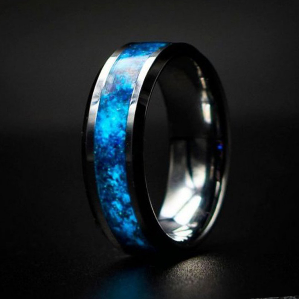 The Michigan Ring | Galaxy Opal Inlaid in Tungsten | Gentlebands