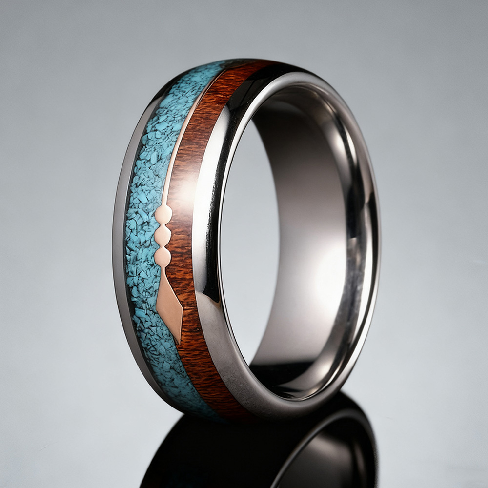 The Archer | Koa Wood Turquoise Men's Wedding Bands - Gentlebands
