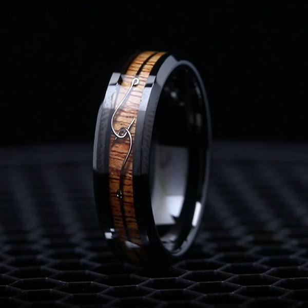 The Interlock Ring | Fishing Hook & Birdseye Maple Fusion