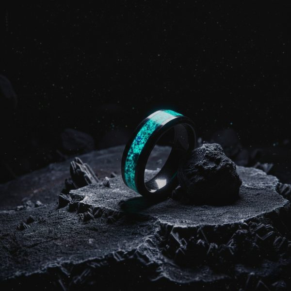 The Voila Black Ceramic meteorite Men's Wedding Bands Gentlebands